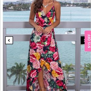Tulip cut floral wrap dress